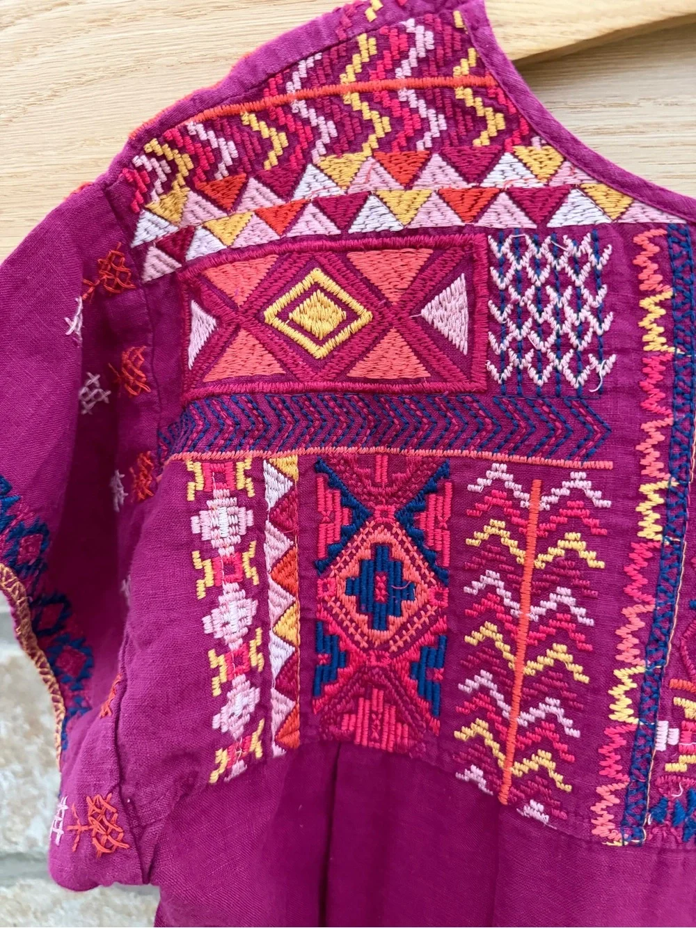 Johnny Was Embroidered Linen Shift Dress | Boho Artisan Tunic | Medium
